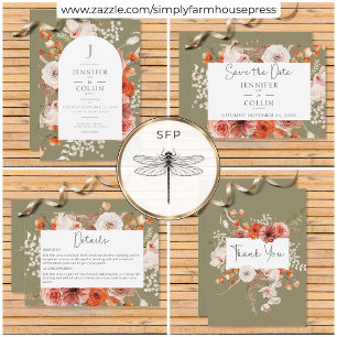 Boho Burnt Orange Fall Floral Arch Monogram Sage Save The Date