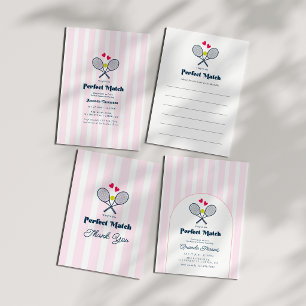 Perfect Match Preppy Tennis Bridal Shower Photo Thank You Card