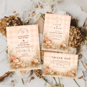 Country Western Blush Floral Wedding Thank You Card