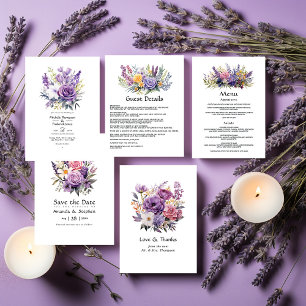 Digital Lavender Floral Wedding Invitation
