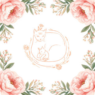 Personalized Mama Cat & Kitten Floral Mother's Day Foil Greeting Card