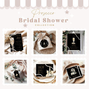Black Gold Pearls And Prosecco Bridal Shower Classic Round Sticker