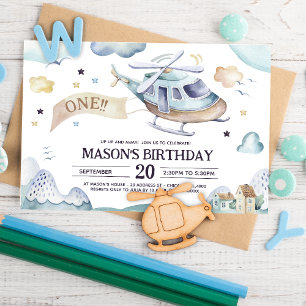 Watercolor Aeroplane Party in Blue Diaper Raffle Enclosure Card
