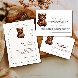  Cute Minimal Photo Bear-y First baby Birthday  Invitation