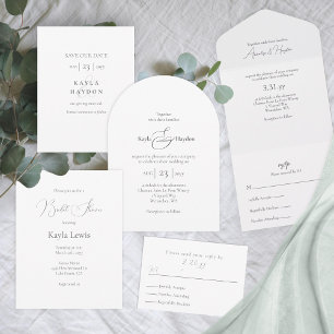 Modern Arched Minimalistic Text-only Wedding Invitation