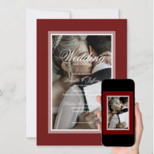 Burgundy red wedding invitation