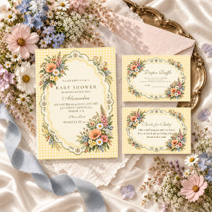 Cottagecore Wildflower Baby Shower Books for Baby Enclosure Card
