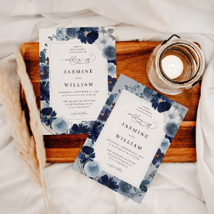 Budget Blue & Navy Floral Wedding  Flyer