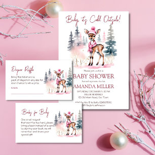 Baby it's cold outside girl baby deer baby shower favour box