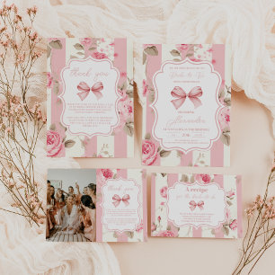 Photo Cute Pink Bow Bridal Shower Thank You Card