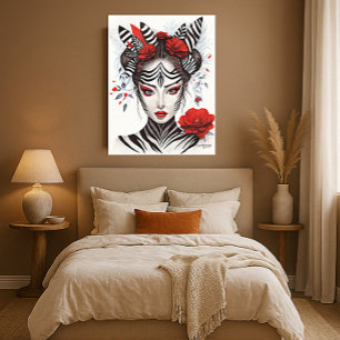 Hand Painted "Zebra Woman" - Award-Winning Pop Art Canvas Print