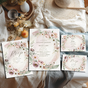 Wildflower Wedding Boho Country Floral Invitation