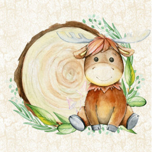 Cute Moose Watercolor Baby Shower  Invitation