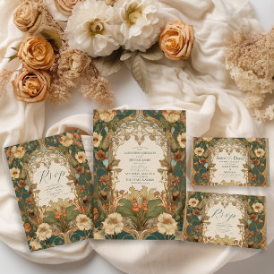 Flora Vintage Art Nouveau Wedding  All In One Invitation