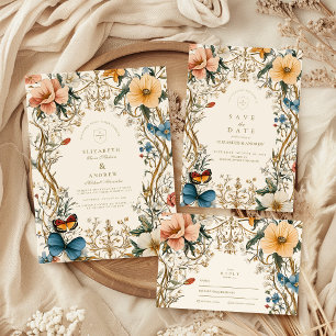 Forest Floral Fern Wedding Thank You Card