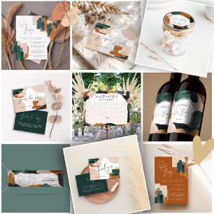 Green terracotta abstract watercolor baby shower i postcard
