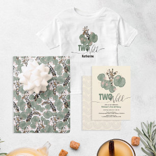  Two Wild Cute Giraffe Animal 2nd Birthday Party Invitation