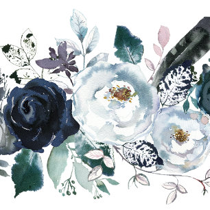 Navy Blue Bouquet With Skull 5" x 7" Invitations