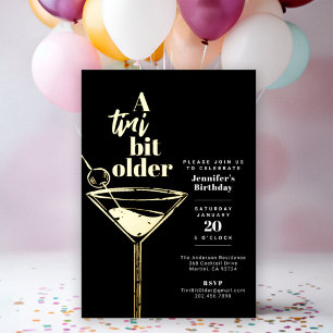 A Tini Bit Older Martini Birthday Party Black Classic Round Sticker