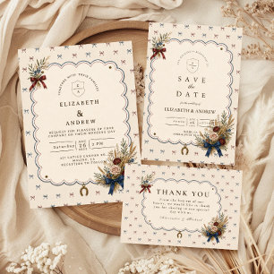 Elegant Equestrian Boho Wedding Thank You Card