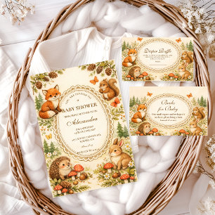 Whimsical Woodland Animals Baby Shower Invitation