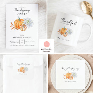 Thanksgiving Dinner Pumpkin Fall Invitation