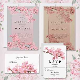 Pink cherry blossoms  save the date