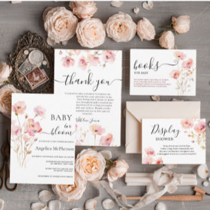 PINK FLORAL BOHO WATERCOLOR DISPLAY SHOWER ENCLOSURE CARD