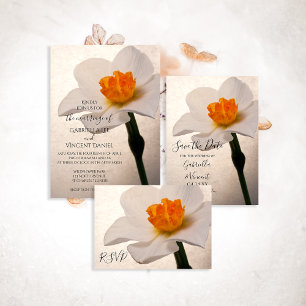 White Spring Daffodil Wedding RSVP Response