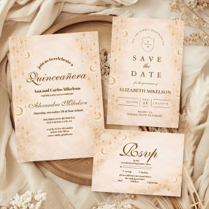 Timeless Moon And Stars Quinceañera Invitation