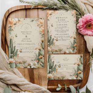 Boho Desert Mountain Cactus Wedding Thank You Card