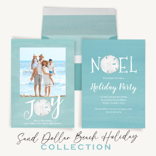 Noel Photo Christmas Blue Beach Sand Dollar Holiday Card