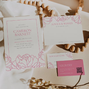 Peony Garden Pink Floral Bridal Shower Invitation
