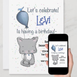 Cute Puppy, 2nd Birthday Invitation, Customisable Invitation