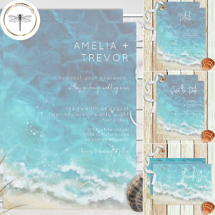 Modern Watercolor Beach & Sea Wedding Invitation