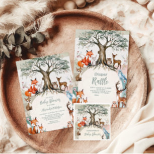 Woodland Forest Animals Diapper Raffle Enclosure Card