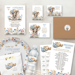 Elephant Baby Shower Cowboy Hat Boho Wildflowers Classic Round Sticker