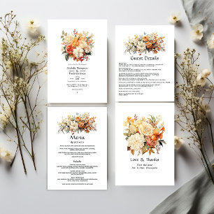 Champagne and Ivory Floral Wedding Invitation
