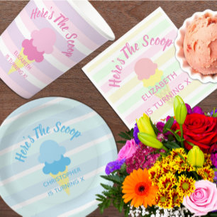 Here's The Scoop Ice Cream Summer Boy Birthday Paper Plate
