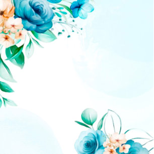 Teal and Peach Watercolor Florals Wedding Invitation