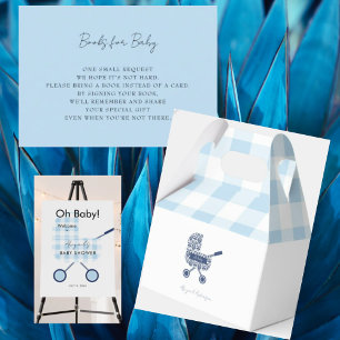 Baby Blue Gingham Baby Shower Invitation