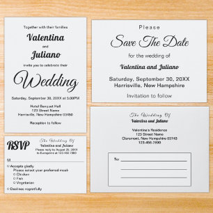 Black and White Typography Wedding Accommodation Enclosure Card