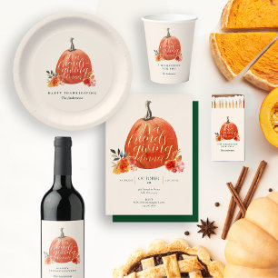 Fall Autumn Thanksgiving Party Watercolor Pumpkin Postcard