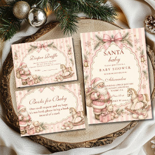 Pink Santa Christmas Baby Shower Napkin