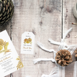 Watercolor Pumpkin Baby Shower Bring a Book Card