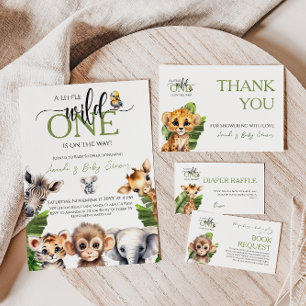 Wild One Safari Animal Jungle Baby Shower Thank You Card