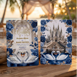Majestic Baroque Arch & Fairytale Swan Wedding Invitation