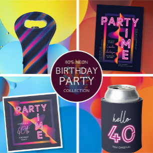 Girls Neon Party Time Birthday Party Napkin
