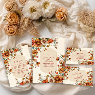 Rust Terracotta Flowers Bridal Shower Napkin