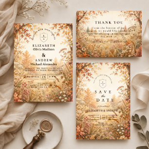 Whimsical Fall Woodland Wedding Thank You Card